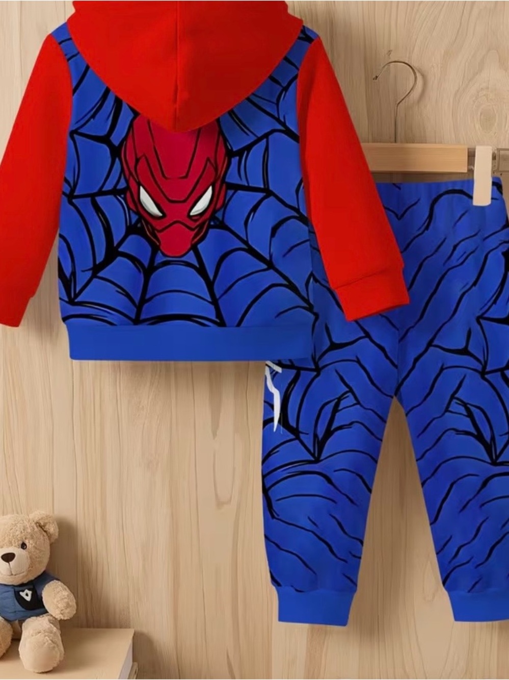 Kids Red & Blue Spider Web Hoodie Set - Brand